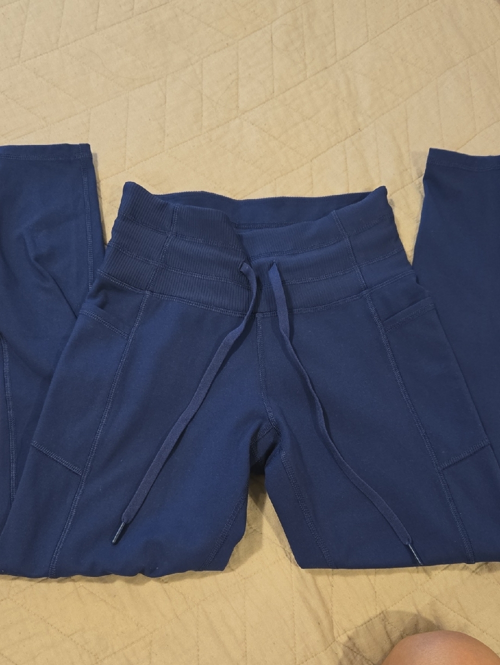 CHAMPION Womens  Navy High-Waist Drawstring Leggings. Size Small